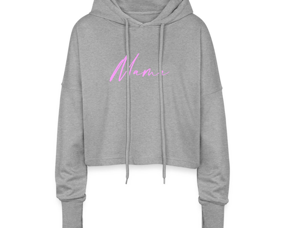 Crop Hoodie - Mama - Grau meliert