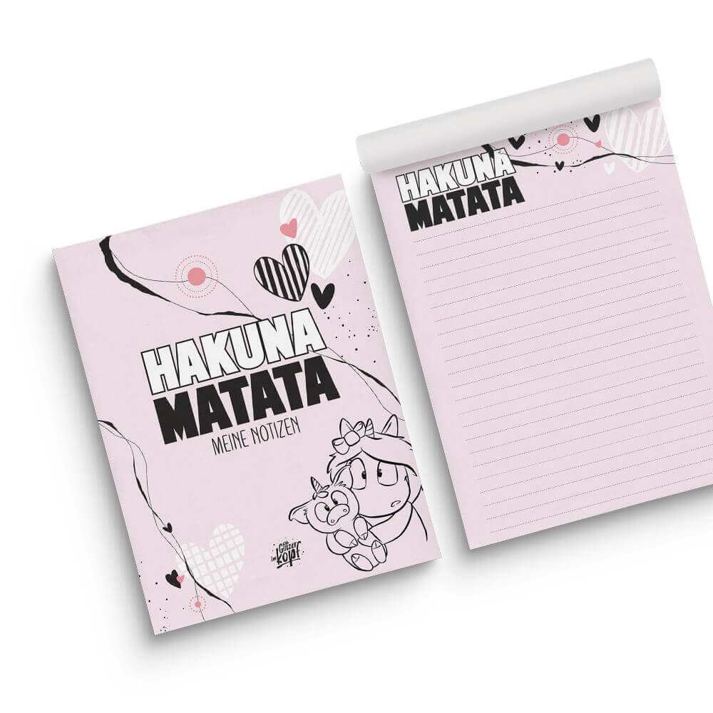Notizblock Hakuna Matata A4 - Einhorn Mina Block