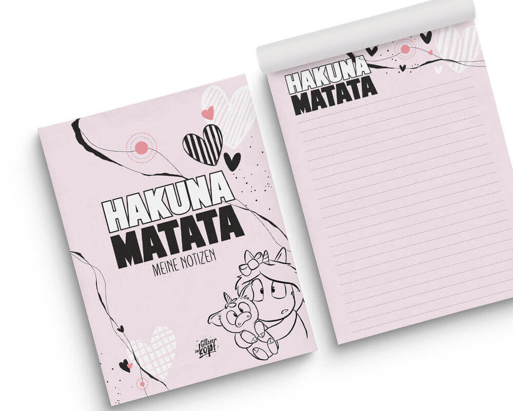 Notizblock Hakuna Matata A4 - Einhorn Mina Block