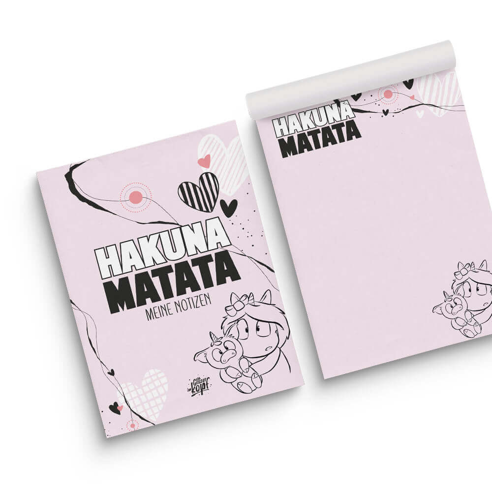Notizblock Hakuna Matata A5 + Kugelschreiber - Einhorn Mina Set