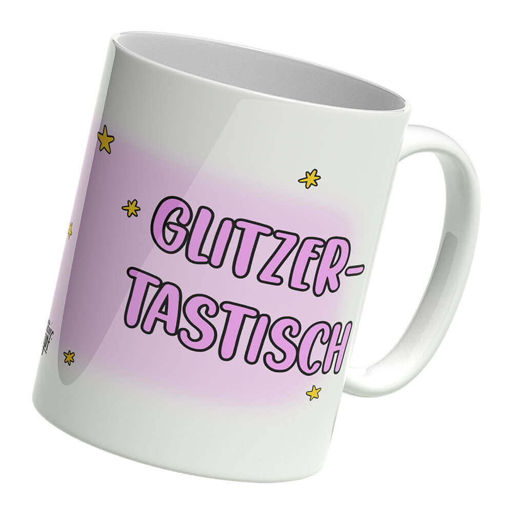 Detailansicht der Tasse Glitzertastisch - Leuchtende Farben und magisches Einhorn-Motiv
