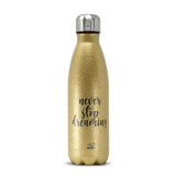 goldene Glitzertrinkflasche - Never stop dreaming