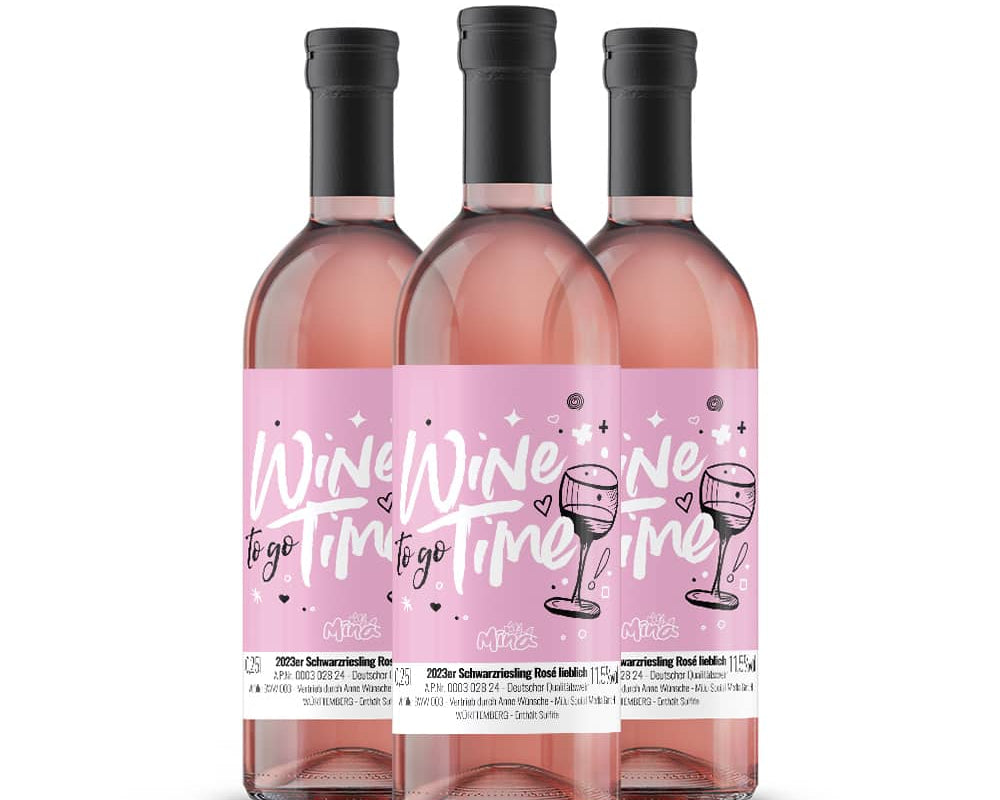 Mina Rosé Piccolo "Wine Time togo" – spritziger Roséwein in handlicher Größe - Einhorn Mina 3er Set Wein