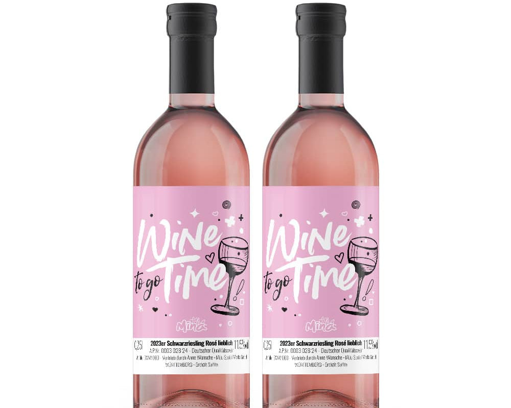 Mina Rosé Piccolo "Wine Time togo" – spritziger Roséwein in handlicher Größe - Einhorn Mina 2er Set Wein