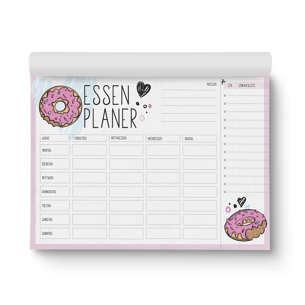 Essenplaner - Donut (A4) - Einhorn Mina Block