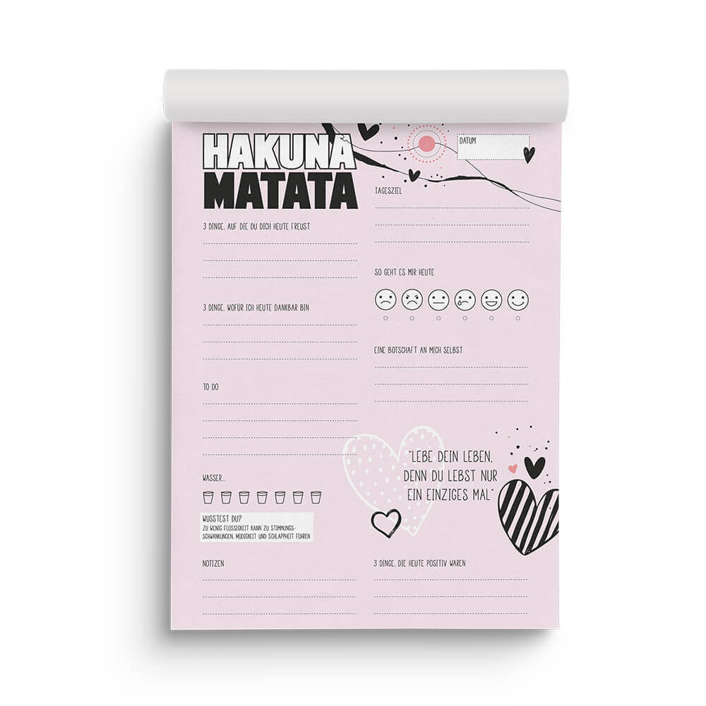 Hakuna Matata A4 Motivationsplaner mit strukturierten Seiten und inspirierendem Design