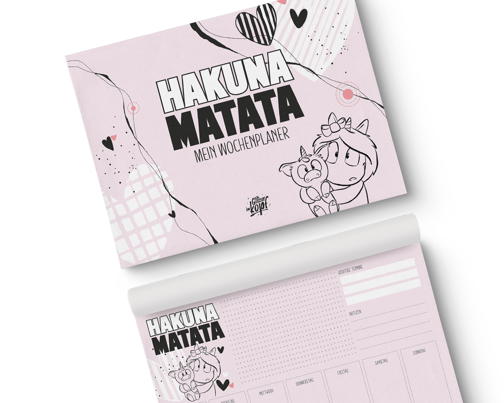 Wochenplaner Hakuna Matata A4 - Einhorn Mina Block