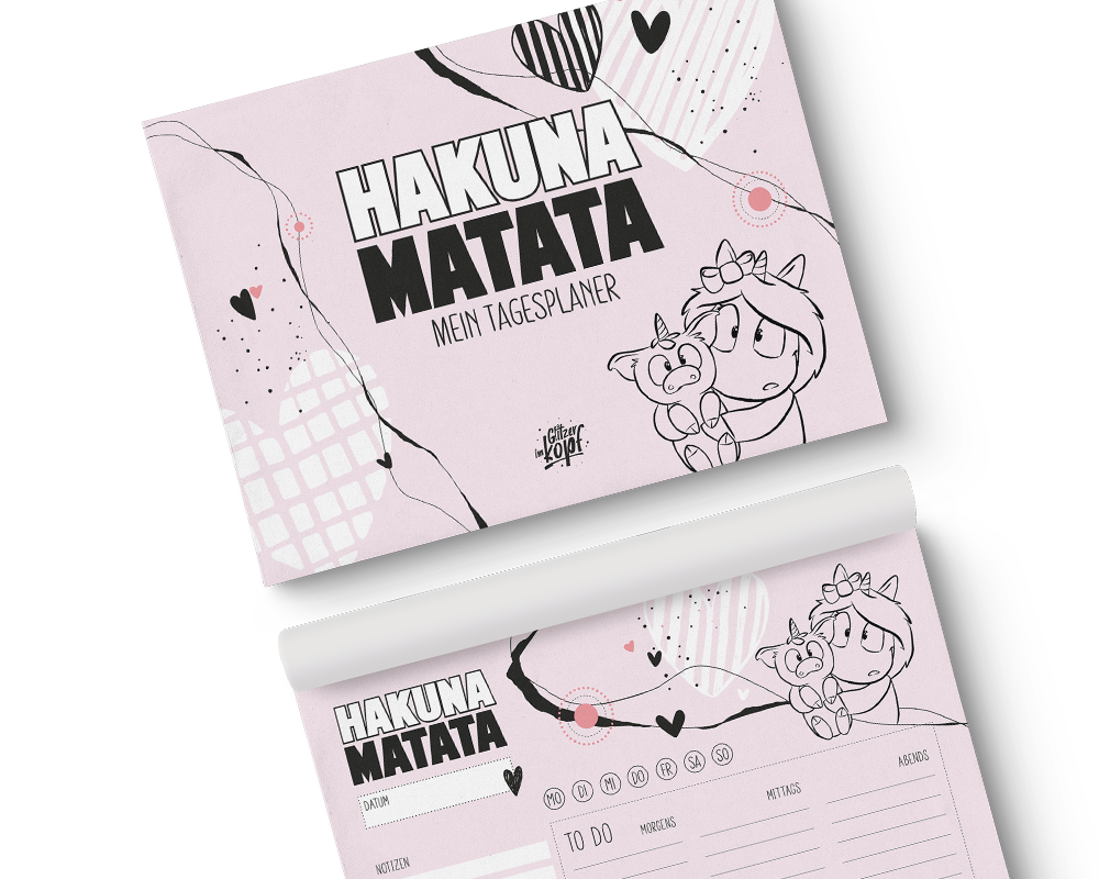Tagesplaner Hakuna Matata A5 - Einhorn Mina Block