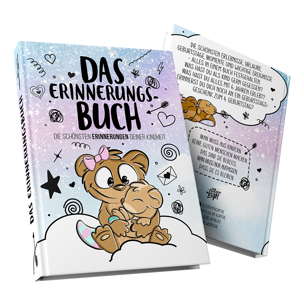 Erinnerungsbuch – Liebevoll gestaltetes Buch zum Festhalten der schönsten Kindheitserinnerungen. - Einhorn Mina Buch