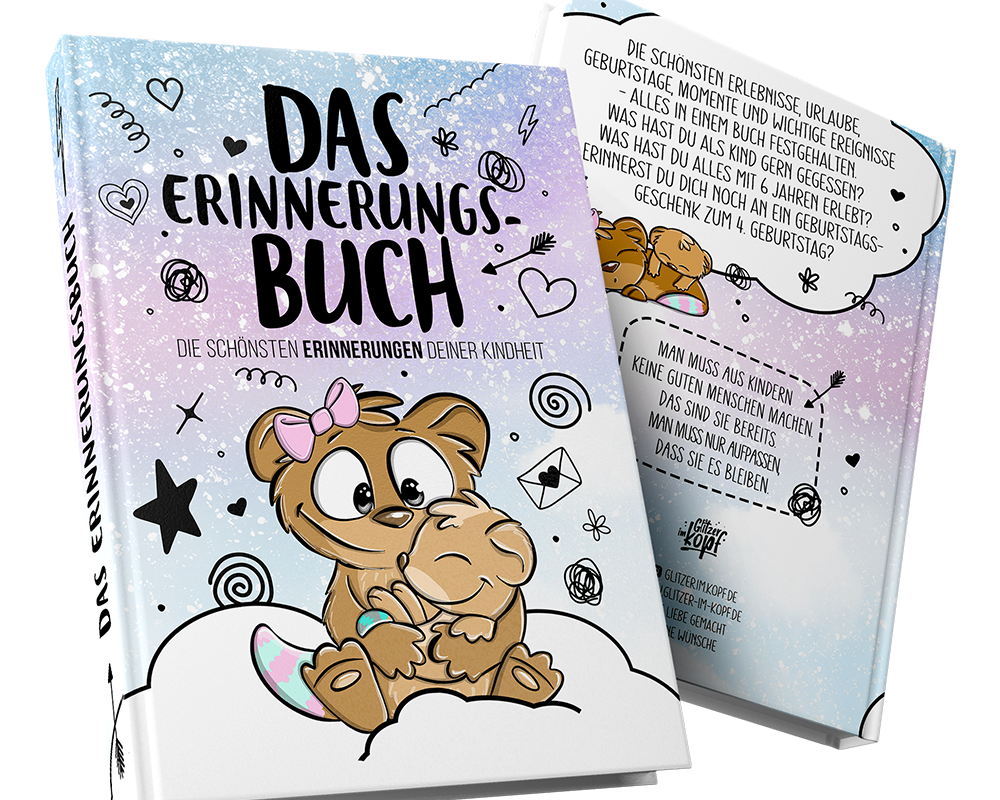 Erinnerungsbuch – Liebevoll gestaltetes Buch zum Festhalten der schönsten Kindheitserinnerungen. - Einhorn Mina Buch