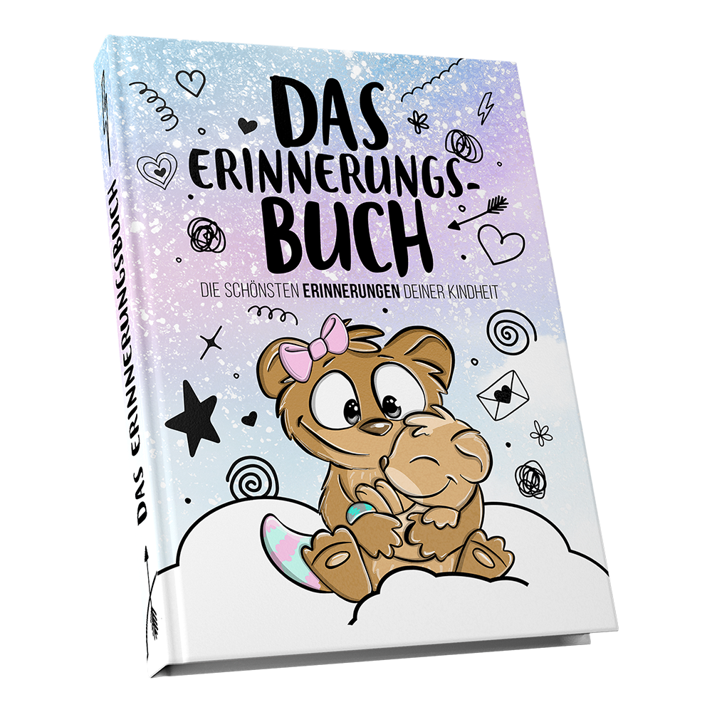 Erinnerungsbuch – Liebevoll gestaltetes Buch zum Festhalten der schönsten Kindheitserinnerungen. - Einhorn Mina Buch
