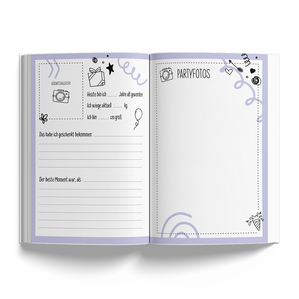 Erinnerungsbuch – Liebevoll gestaltetes Buch zum Festhalten der schönsten Kindheitserinnerungen. - Einhorn Mina Buch