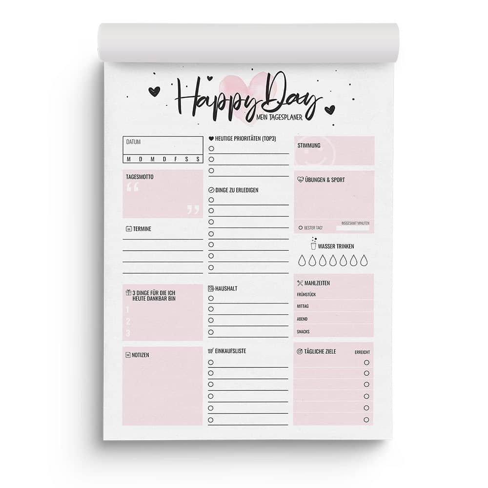 Tagesplaner Happy Day A4 - Einhorn Mina Block