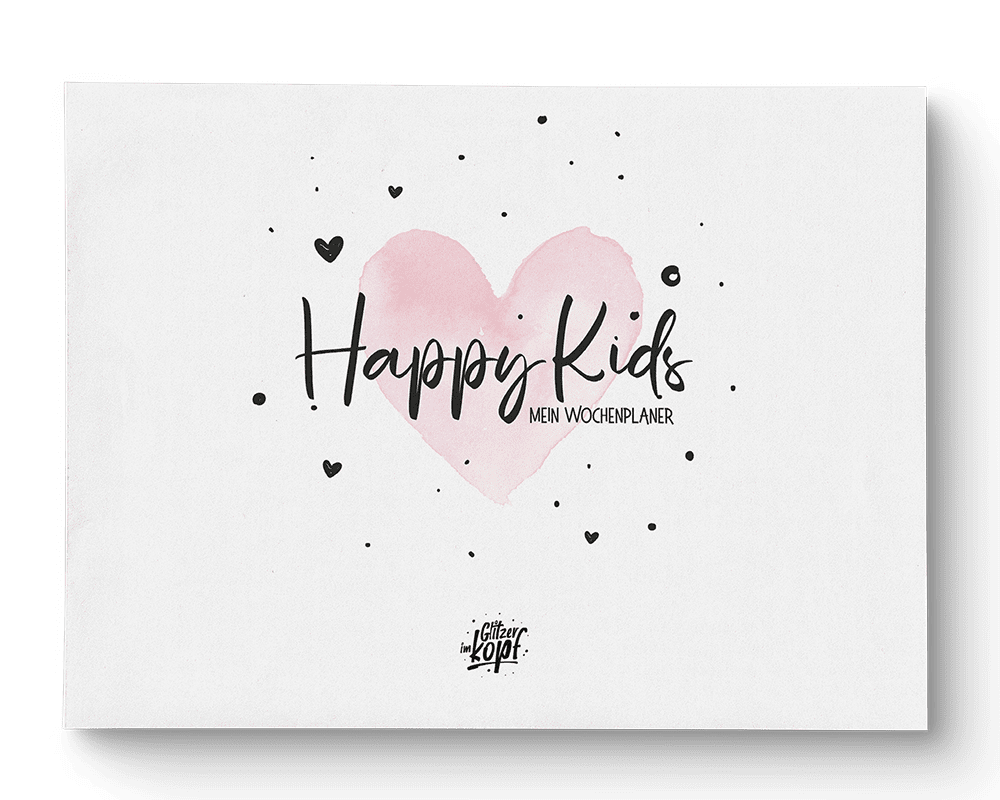 Wochenplaner Glückliche Kinder, die ihren Wochenplaner nutzen, um ihre Aktivitäten zu planen und zu organisieren - Happy Kids A4 - Einhorn Mina Block