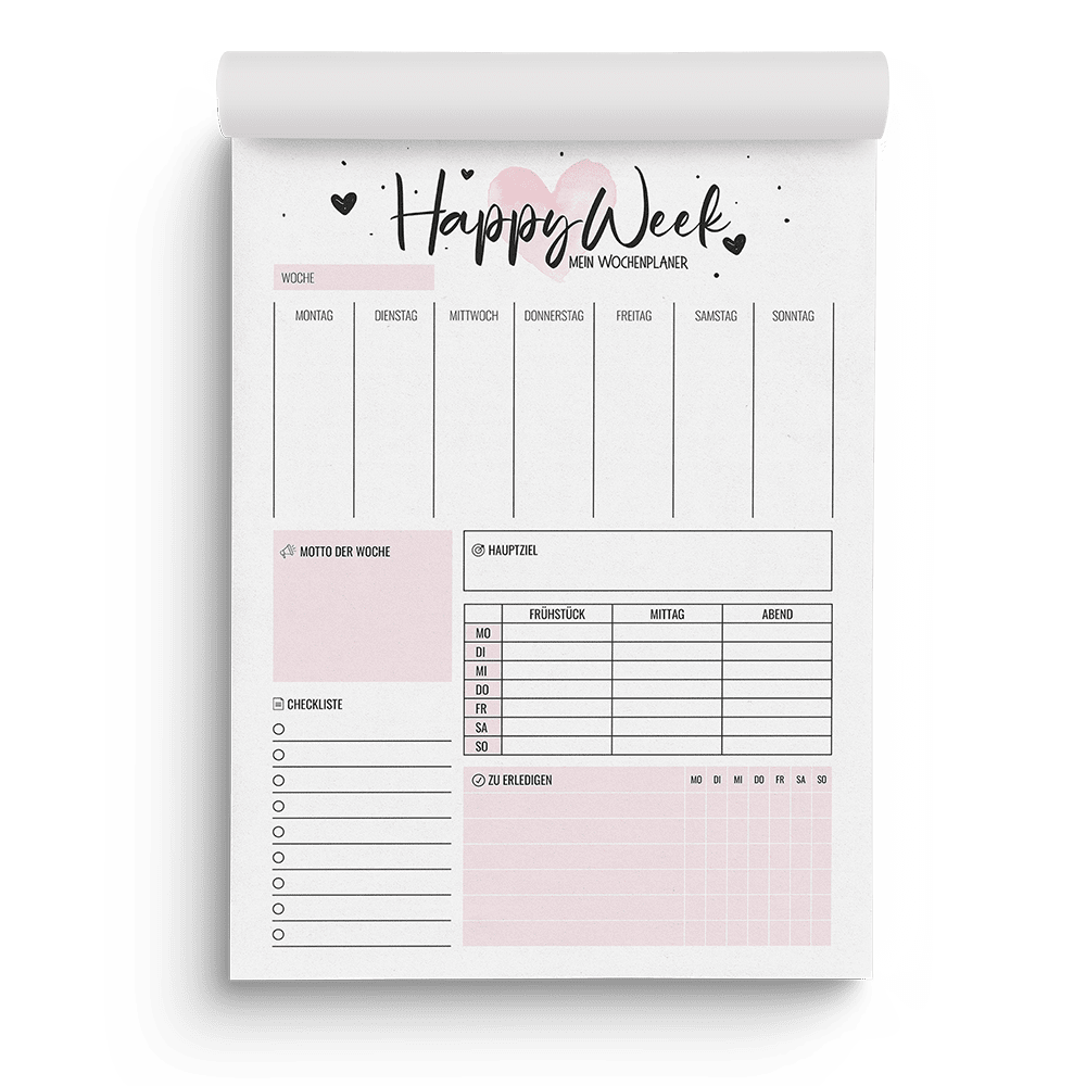 Wochenplaner Happy Week A4 - Einhorn Mina Block