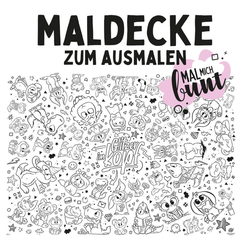 Maldecke Glitzer im Kopf - Einhorn Mina Kids