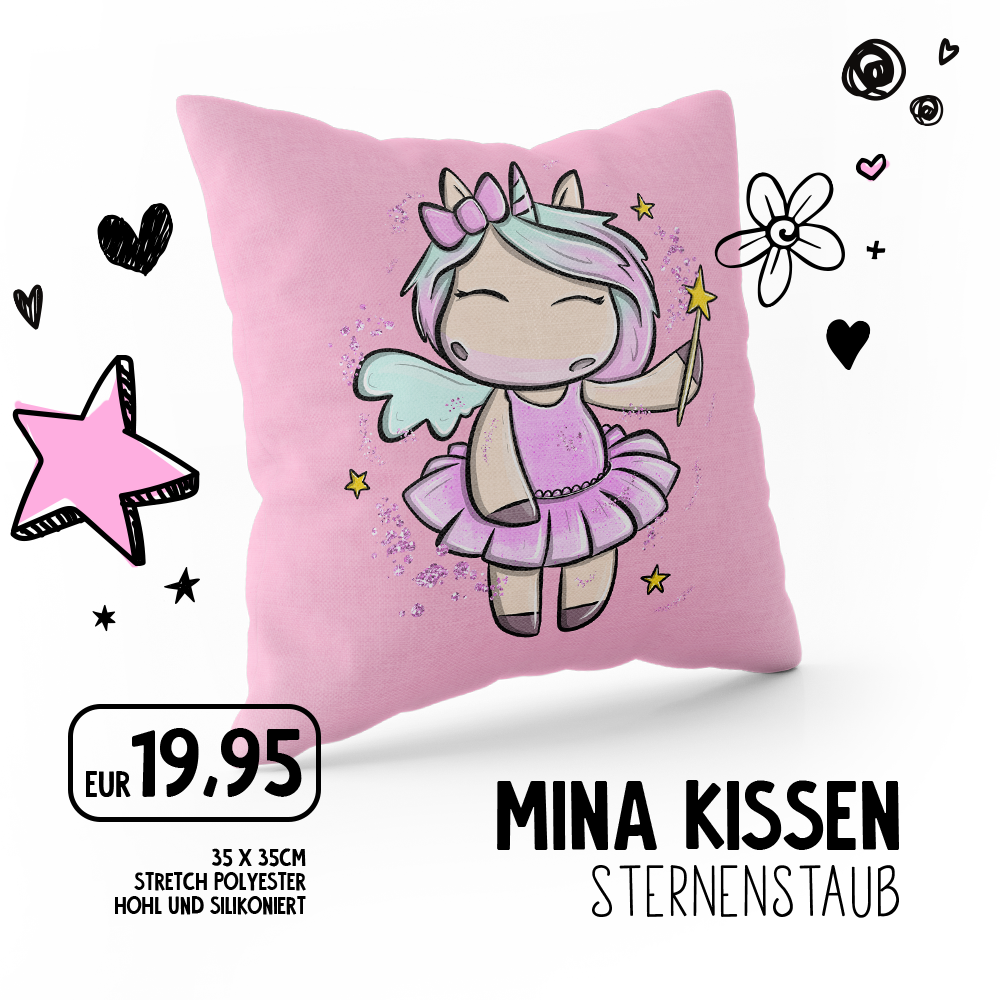 Mina – Kissen Sternenstaub (35x35cm) - Einhorn Mina Kissen
