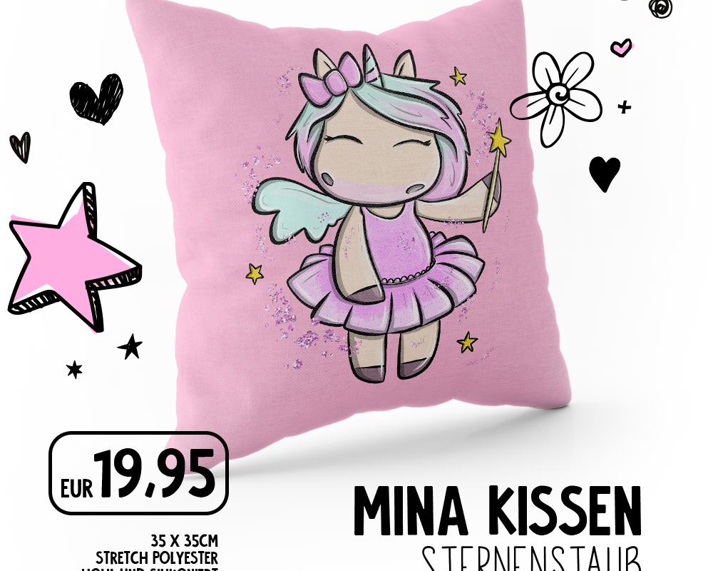 Mina – Kissen Sternenstaub (35x35cm) - Einhorn Mina Kissen