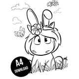 Ausmalbild Mina Ostern (A4) zum Download